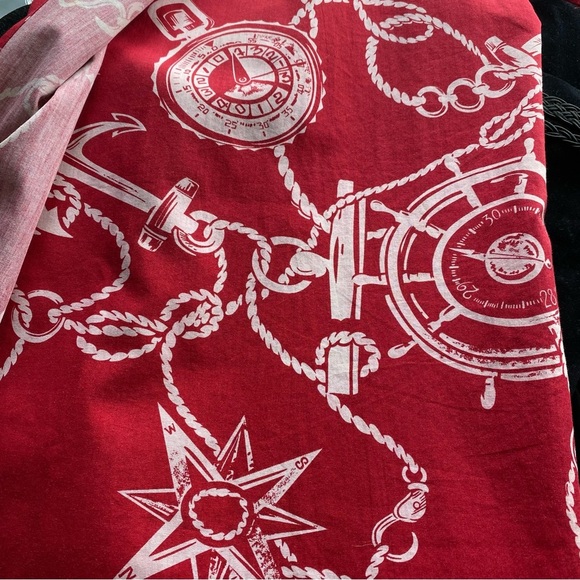 Talbots vintage Dk. red,nautical,100% breathable cotton, lined,wrap skirt SZ-12 - Picture 7 of 10